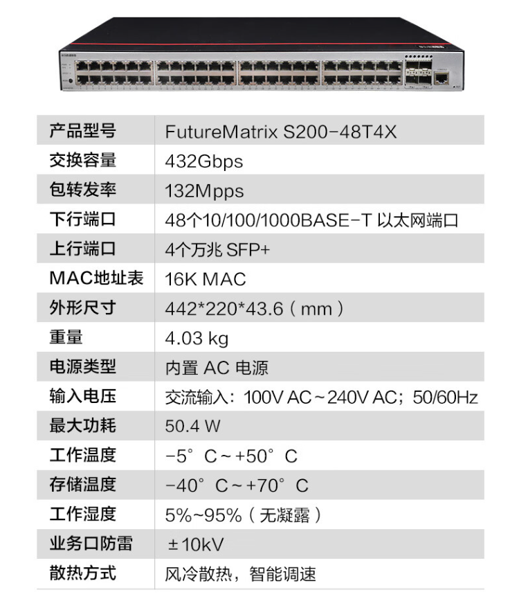 華為數通智選 S200-48T4X 企業(yè)級交換機