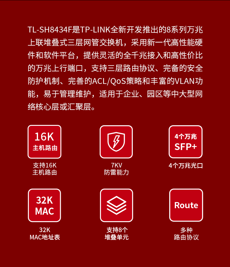 TP-LINK TL-SH8434F 萬(wàn)兆上聯(lián)堆疊三層網(wǎng)管交換機(jī)