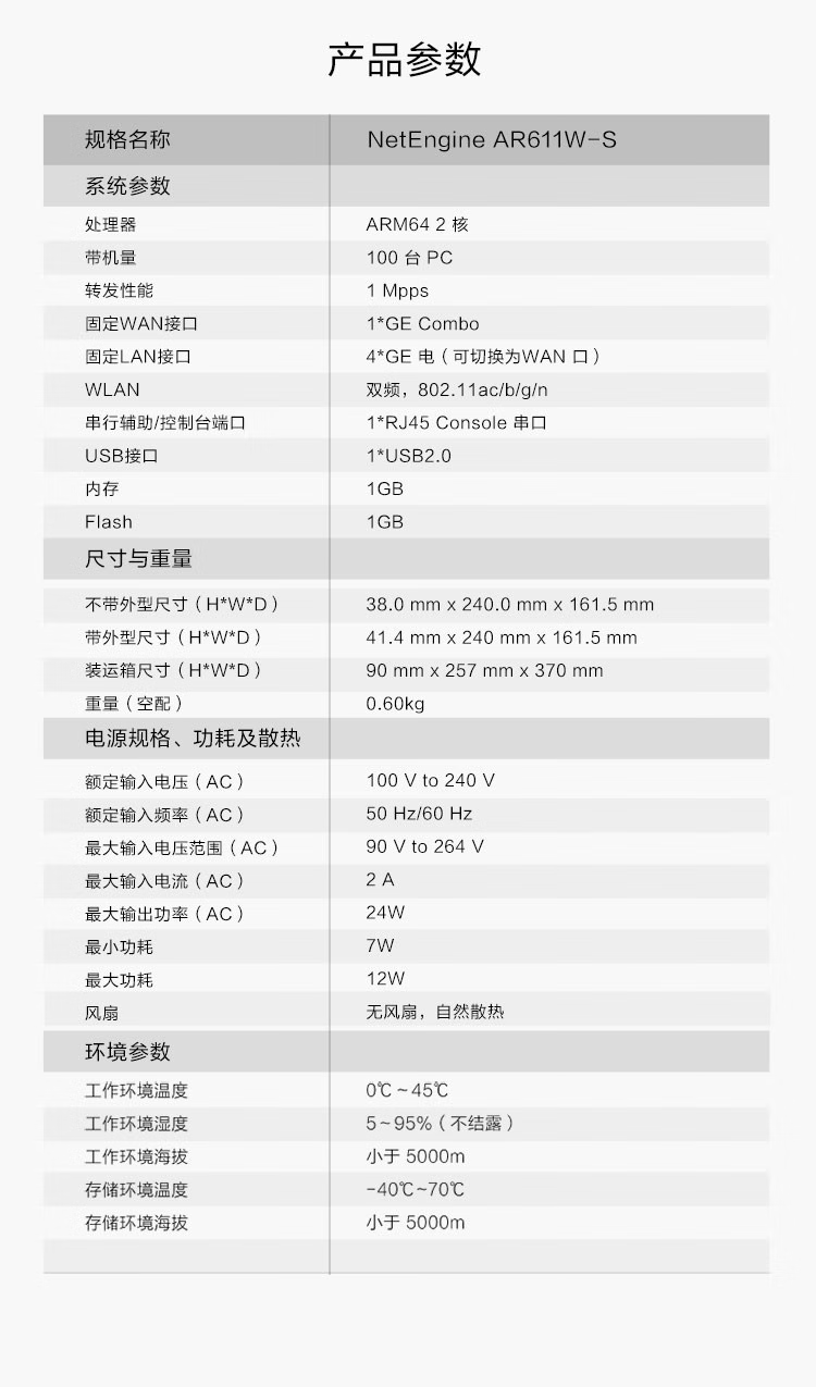 華為千兆路由器 AR611W-S